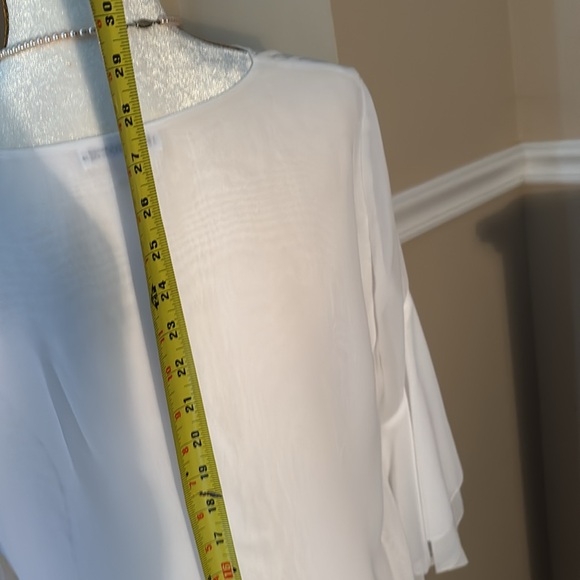 White NWOT sheer lined blouse with bell sleeves! - Picture 10 of 11